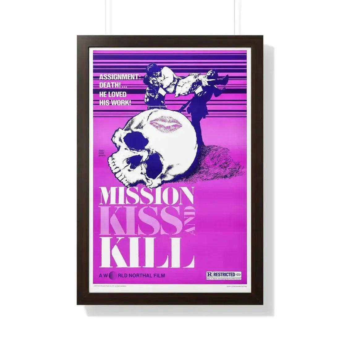 MISSION KISS AND KILL 1979 - Framed Movie Poster 20" x 30" Walnut - The Sticker Space