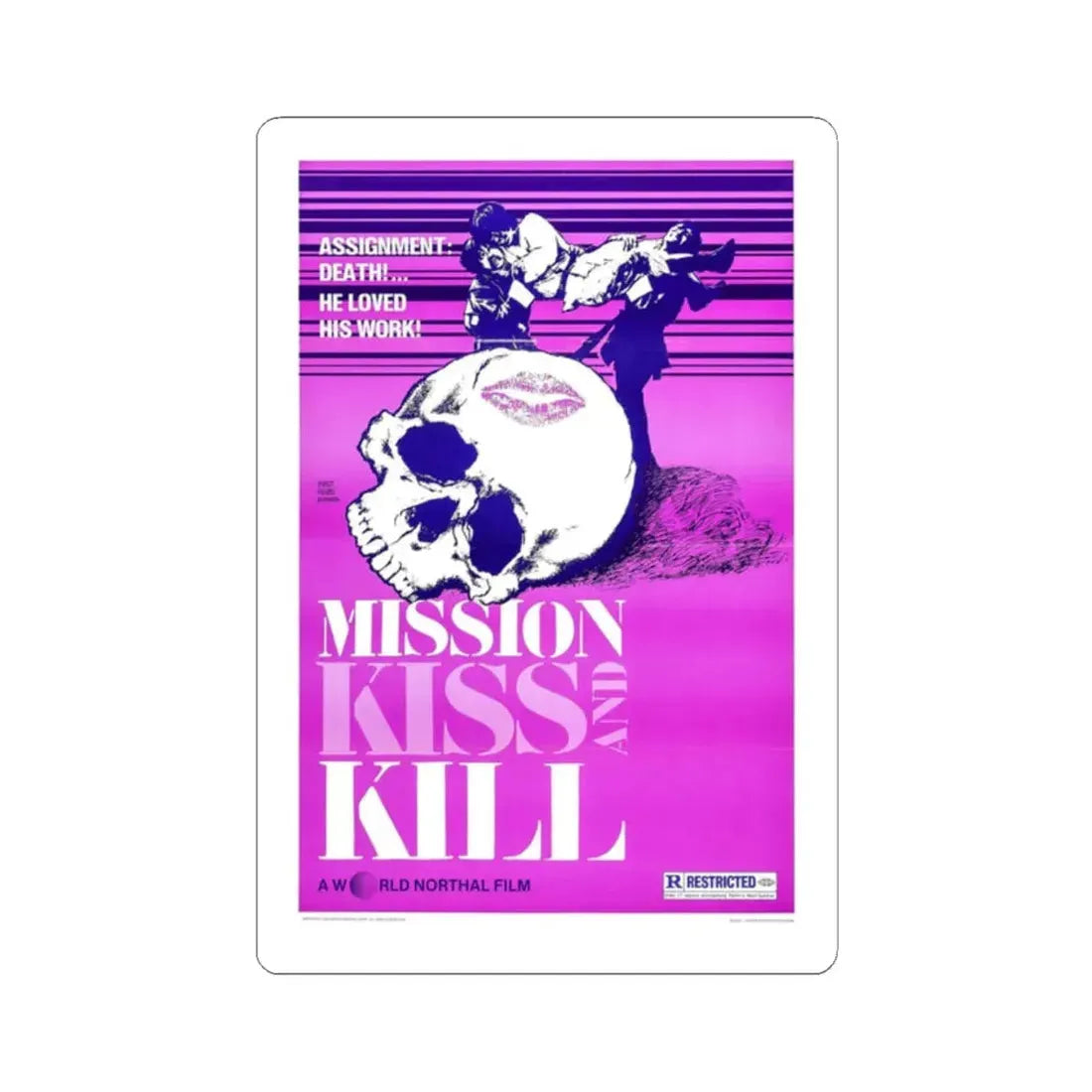 MISSION KISS AND KILL 1979 Movie Poster - STICKER Vinyl Kiss-Cut Decal 2 Inch White - The Sticker Space
