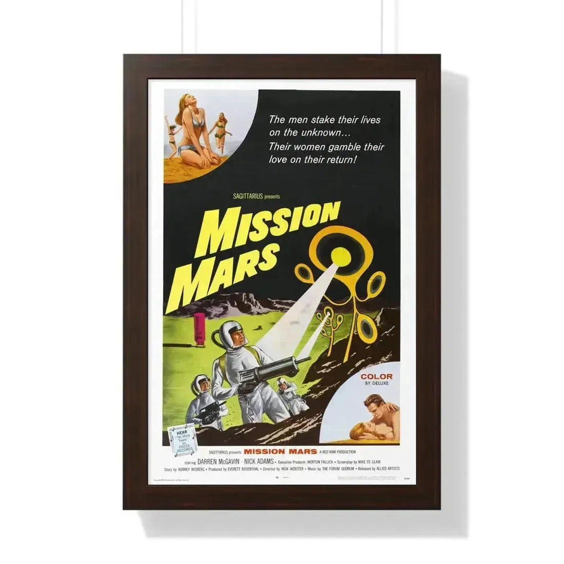 MISSION MARS 1968 - Framed Movie Poster 16″ x 24″ Walnut - The Sticker Space