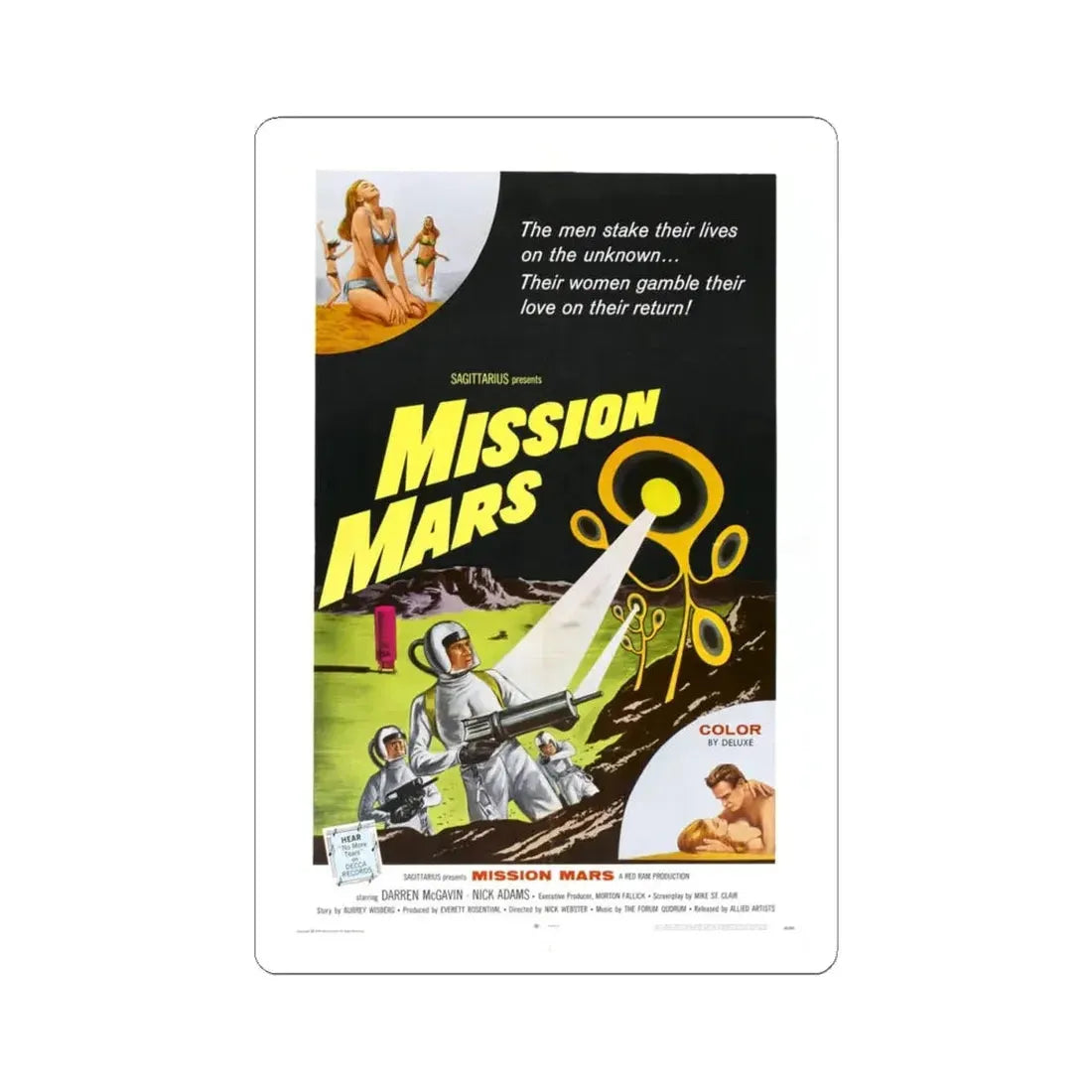 MISSION MARS 1968 Movie Poster - STICKER Vinyl Kiss-Cut Decal 4 Inch White - The Sticker Space