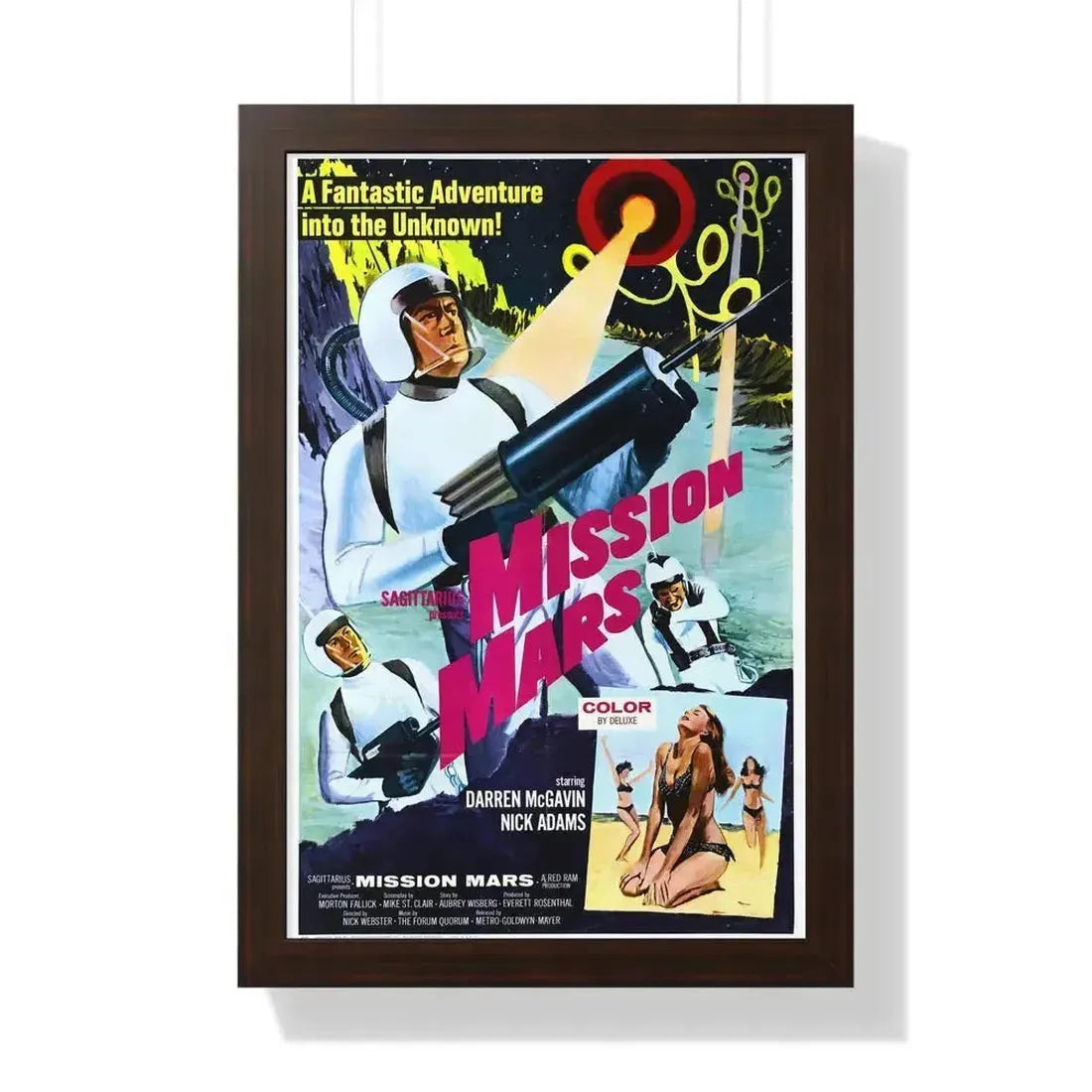 MISSION MARS (2) 1968 - Framed Movie Poster 16″ x 24″ Walnut - The Sticker Space