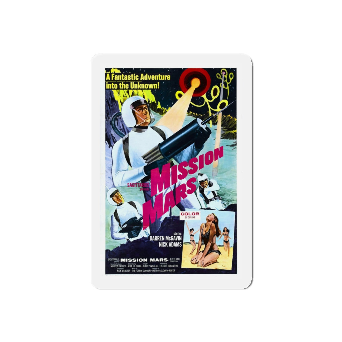 MISSION MARS (2) 1968 Movie Poster - Refrigerator Magnet-4" x 4"-The Sticker Space