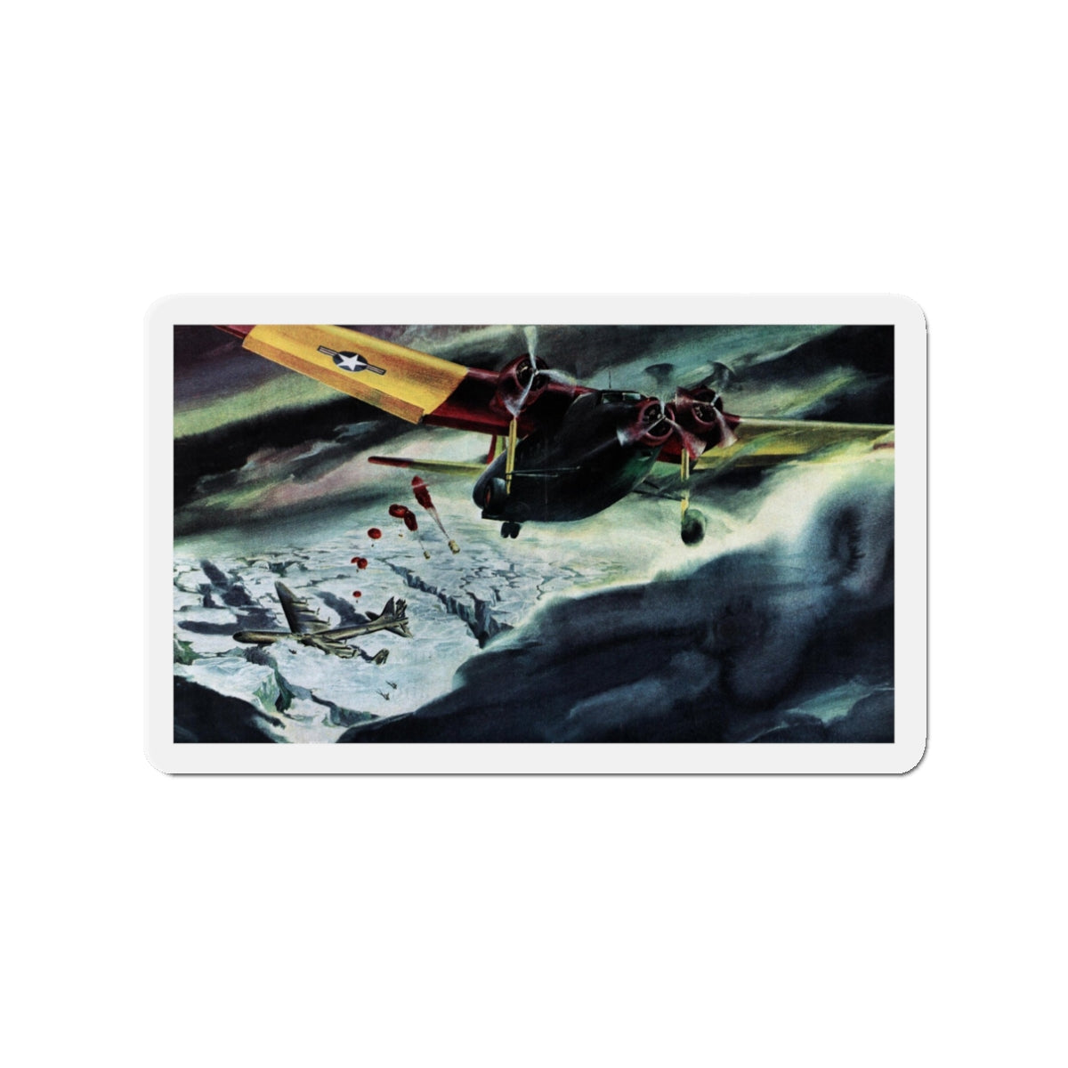 Mission to Frozen Nowhere, Collier's, January 14, 1950 (Magazine Illustration) Refrigerator Magnet-3" x 3"-The Sticker Space