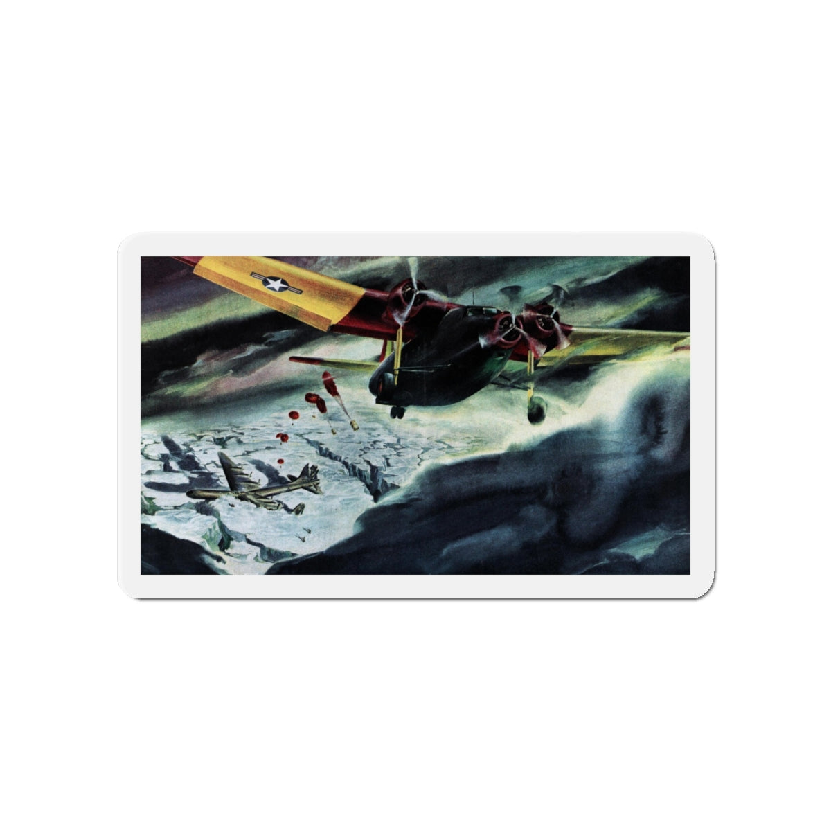 Mission to Frozen Nowhere, Collier's, January 14, 1950 (Magazine Illustration) Refrigerator Magnet-4" x 4"-The Sticker Space