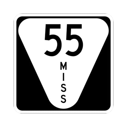 Mississippi 55 (Mississippi) (Road Sign) STICKER Vinyl Kiss-Cut Decal 2 Inch White - The Sticker Space