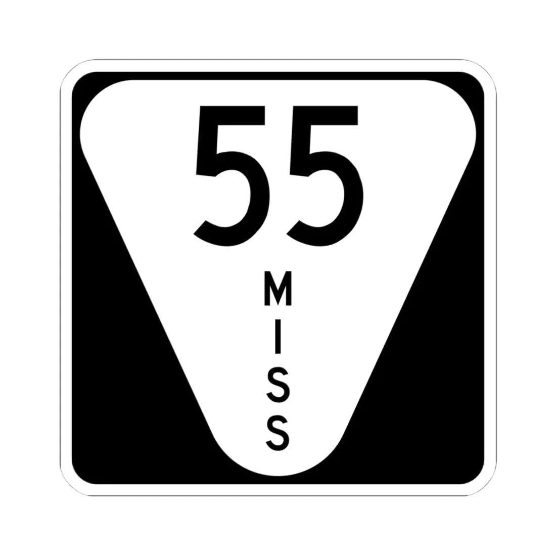 Mississippi 55 (Mississippi) (Road Sign) STICKER Vinyl Kiss-Cut Decal 4 Inch White - The Sticker Space