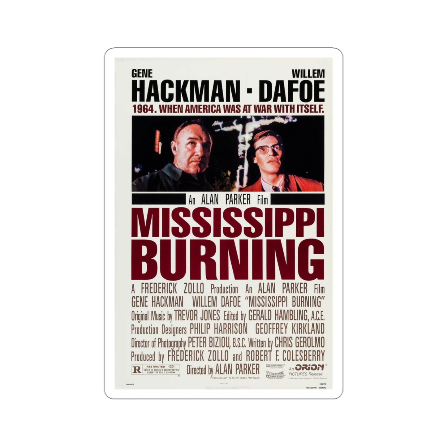 Mississippi Burning 1988 Movie Poster STICKER Vinyl Die-Cut Decal-3 Inch-The Sticker Space