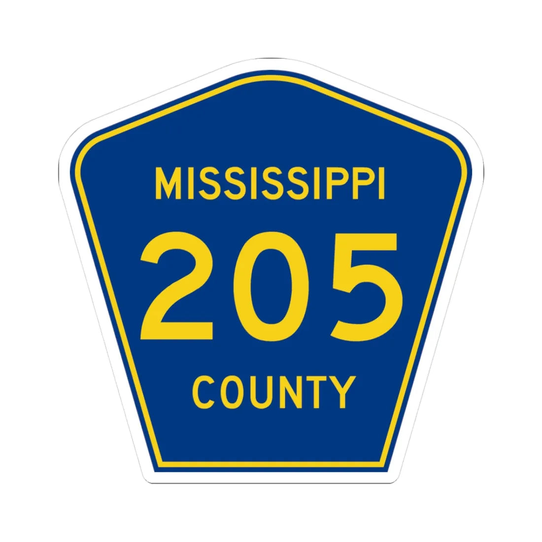 Mississippi County 205 (Missouri) (Road Sign) STICKER Vinyl Kiss-Cut Decal 3 Inch White - The Sticker Space