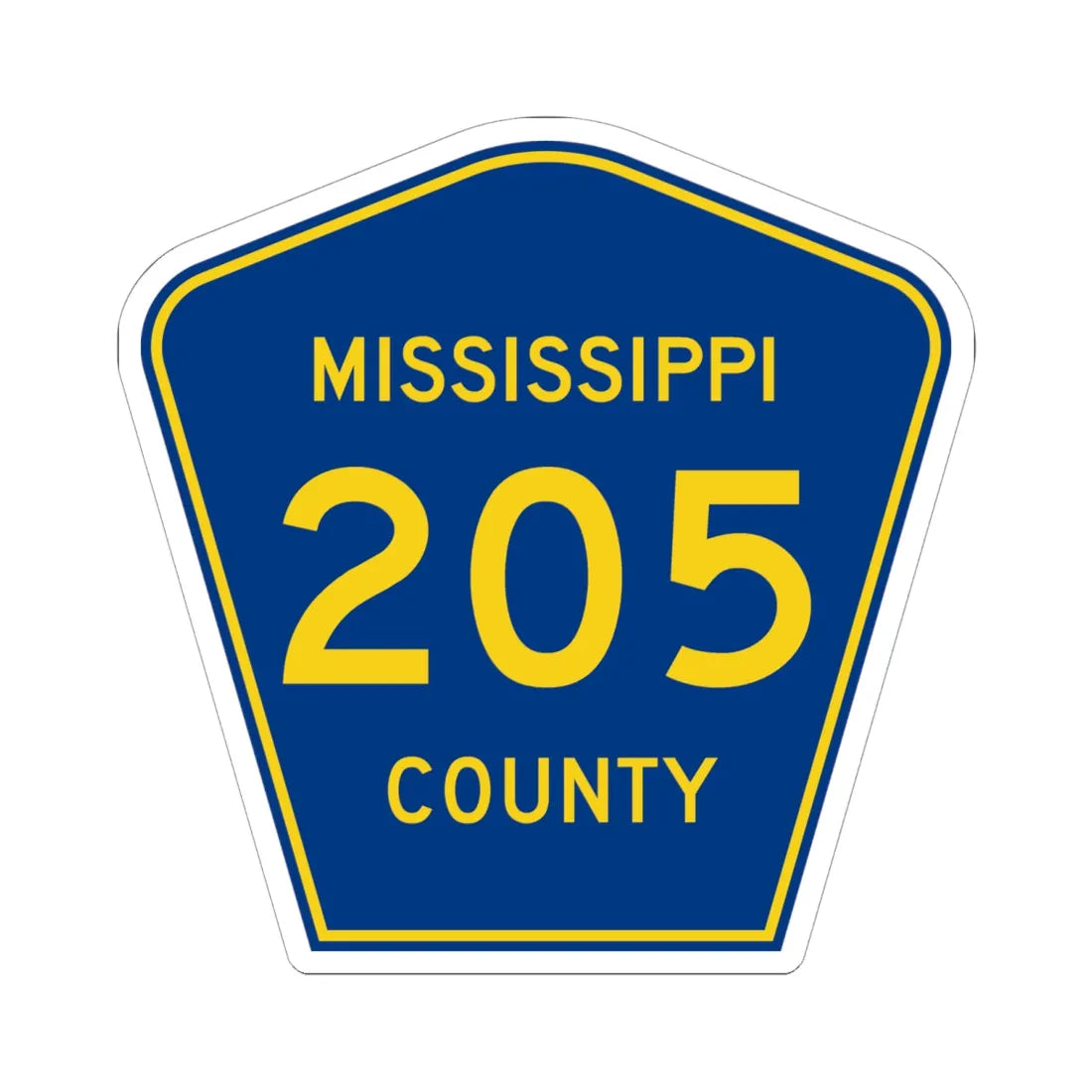 Mississippi County 205 (Missouri) (Road Sign) STICKER Vinyl Kiss-Cut Decal 6 Inch White - The Sticker Space