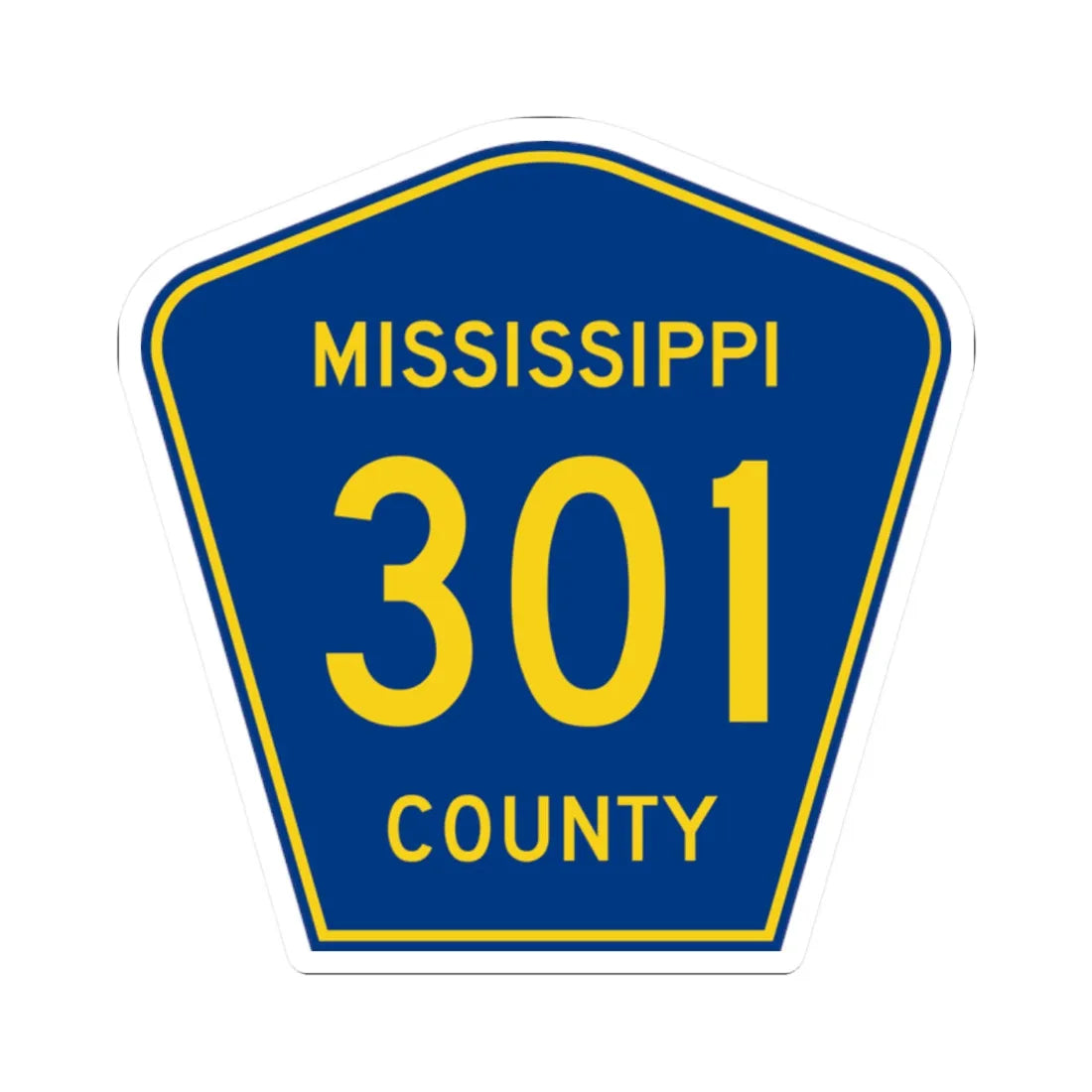 Mississippi County 301 (Missouri) (Road Sign) STICKER Vinyl Kiss-Cut Decal 2 Inch White - The Sticker Space