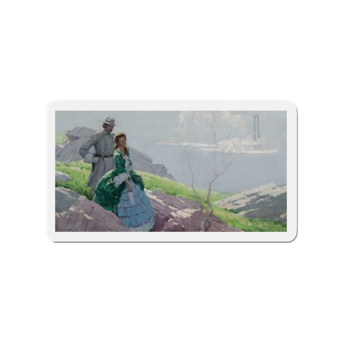 Mississippi River Boat, 1932 (Magazine Illustration) Refrigerator Magnet-2" x 2"-The Sticker Space