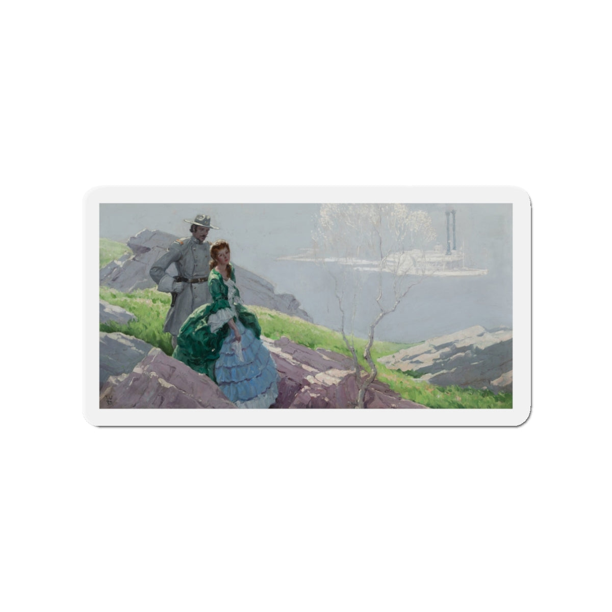 Mississippi River Boat, 1932 (Magazine Illustration) Refrigerator Magnet-3" x 3"-The Sticker Space