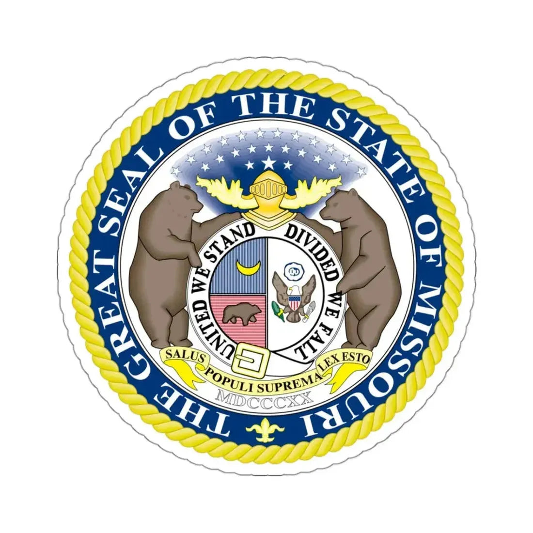 Missouri State Seal - STICKER Vinyl Kiss-Cut Decal 3 Inch White - The Sticker Space