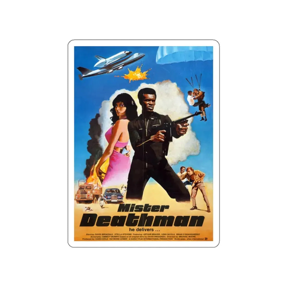 MISTER DEATHMAN 1977 Movie Poster STICKER Vinyl Die-Cut Decal 3 Inch - The Sticker Space
