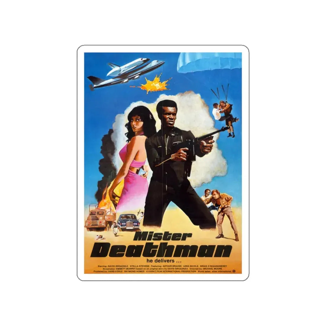 MISTER DEATHMAN 1977 Movie Poster STICKER Vinyl Die-Cut Decal 4 Inch - The Sticker Space