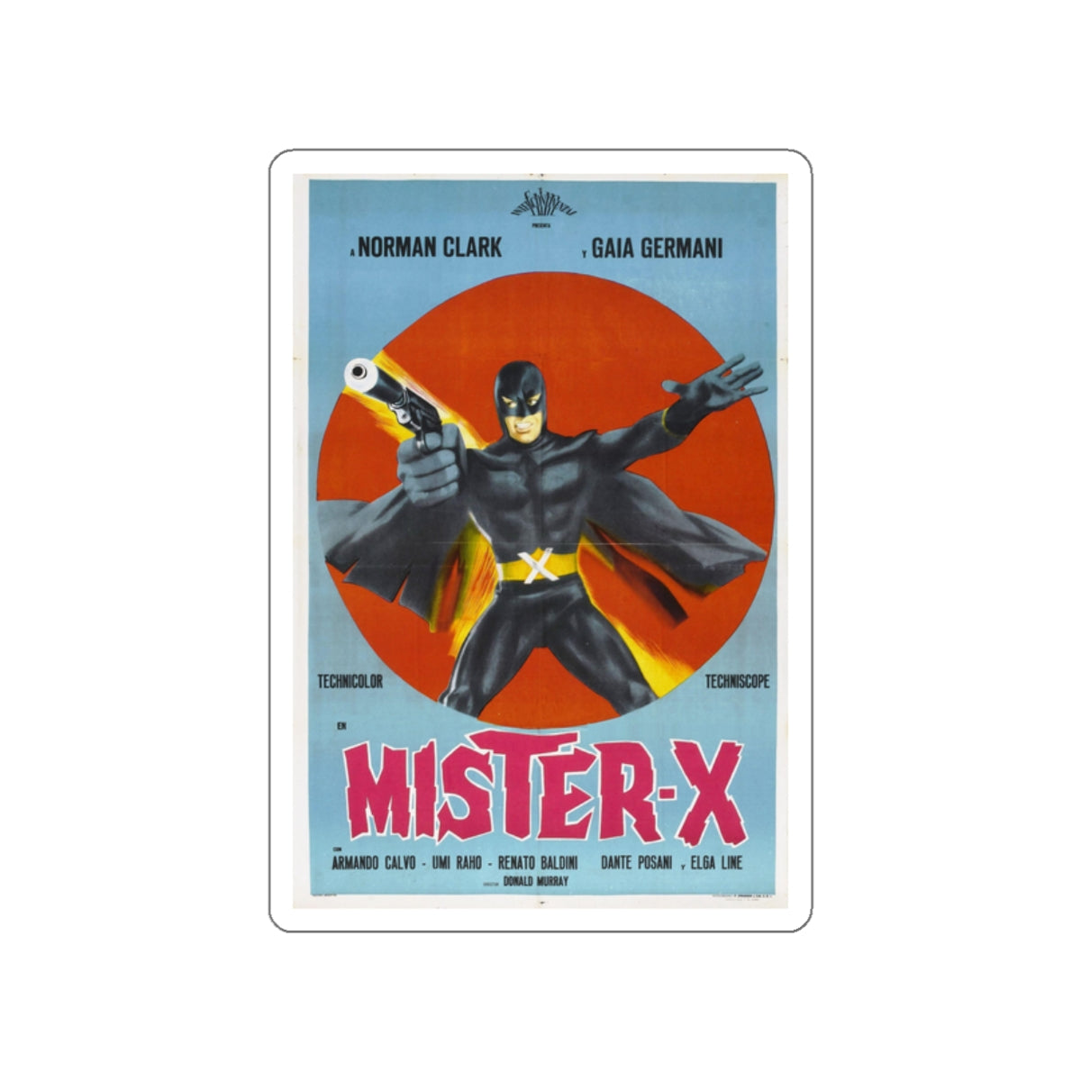 MISTER X (AVENGER X) 1967 Movie Poster STICKER Vinyl Die-Cut Decal-2 Inch-The Sticker Space