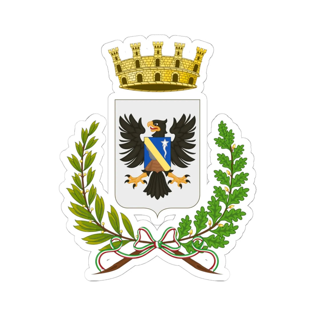 Misterbianco-Stemma (Italy) (Coat of Arms) STICKER Vinyl Kiss-Cut Decal 6 Inch White - The Sticker Space