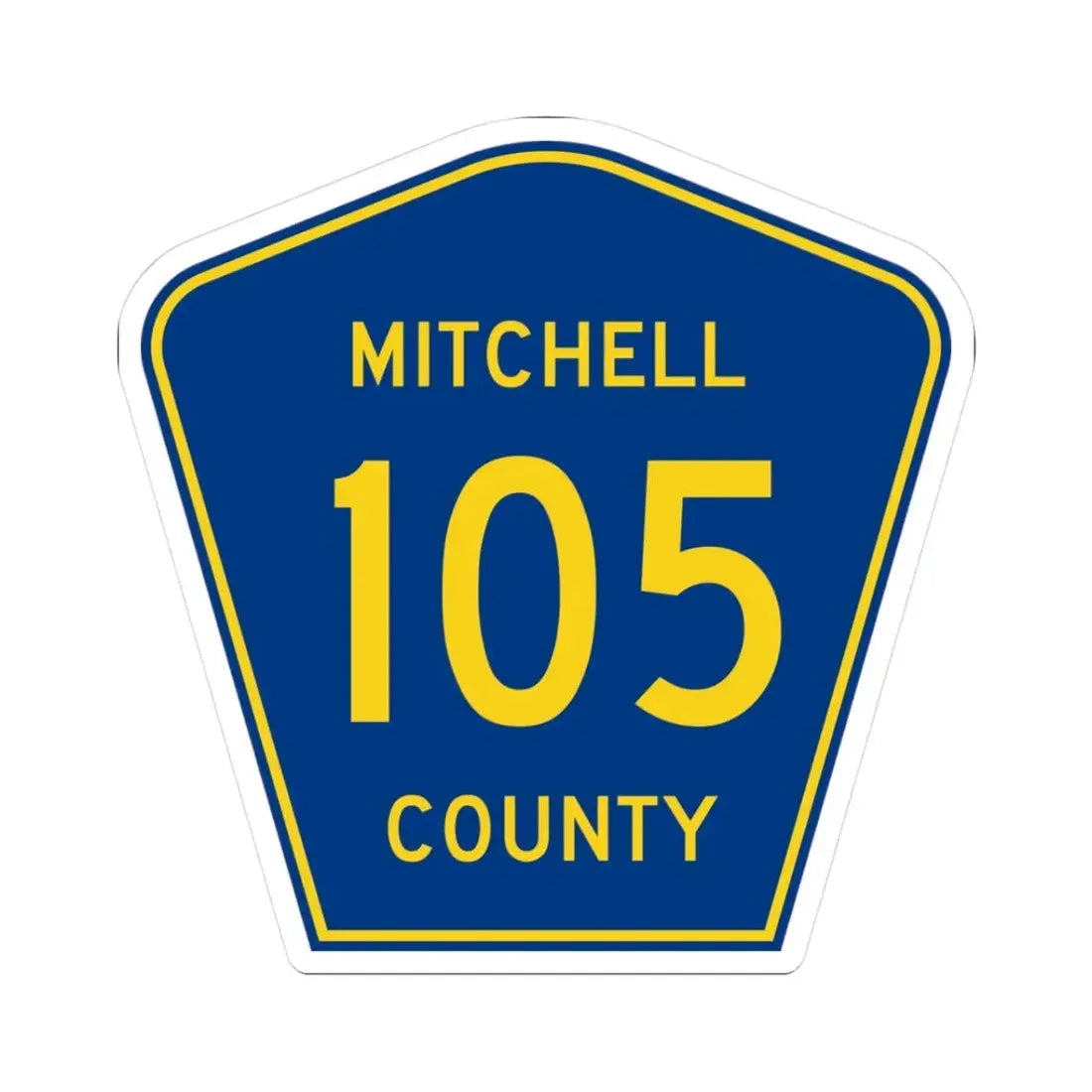 Mitchell County Route 105 IA (Iowa) (Road Sign) STICKER Vinyl Kiss-Cut Decal 3 Inch White - The Sticker Space