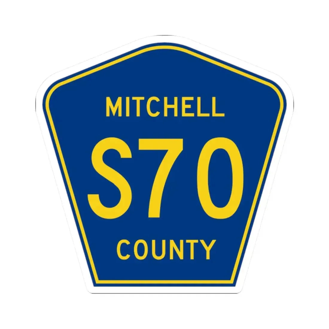 Mitchell County Route S70 IA (Iowa) (Road Sign) STICKER Vinyl Kiss-Cut Decal 2 Inch White - The Sticker Space