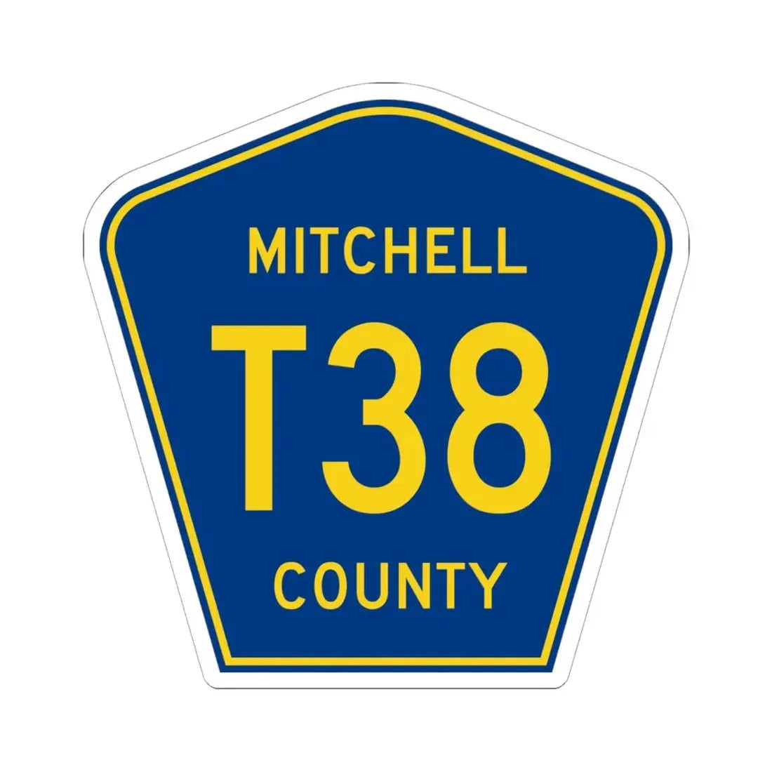 Mitchell County Route T38 IA (Iowa) (Road Sign) STICKER Vinyl Kiss-Cut Decal 6 Inch White - The Sticker Space