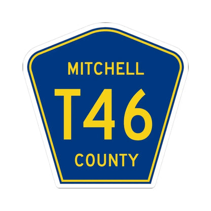 Mitchell County Route T46 IA (Iowa) (Road Sign) STICKER Vinyl Kiss-Cut Decal 3 Inch White - The Sticker Space