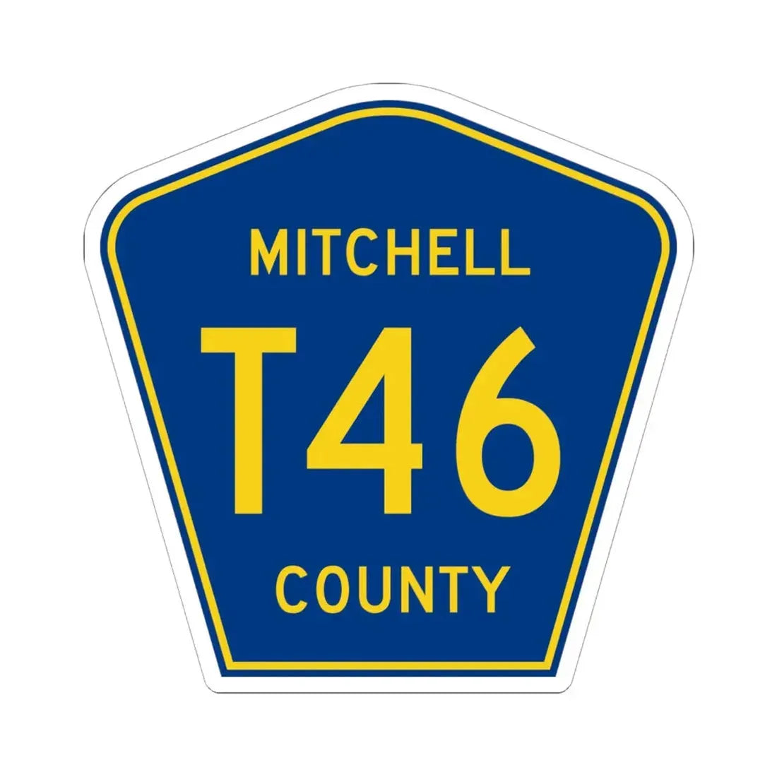 Mitchell County Route T46 IA (Iowa) (Road Sign) STICKER Vinyl Kiss-Cut Decal 6 Inch White - The Sticker Space