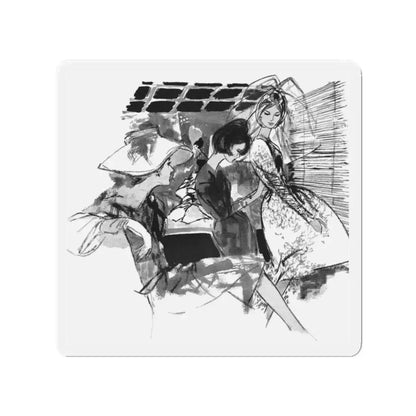 Mixed Marriage by Anne Cunningham Bastos, Woman's Journal, 1962 (1) (Magazine Illustration) Refrigerator Magnet 2 Inch - The Sticker Space