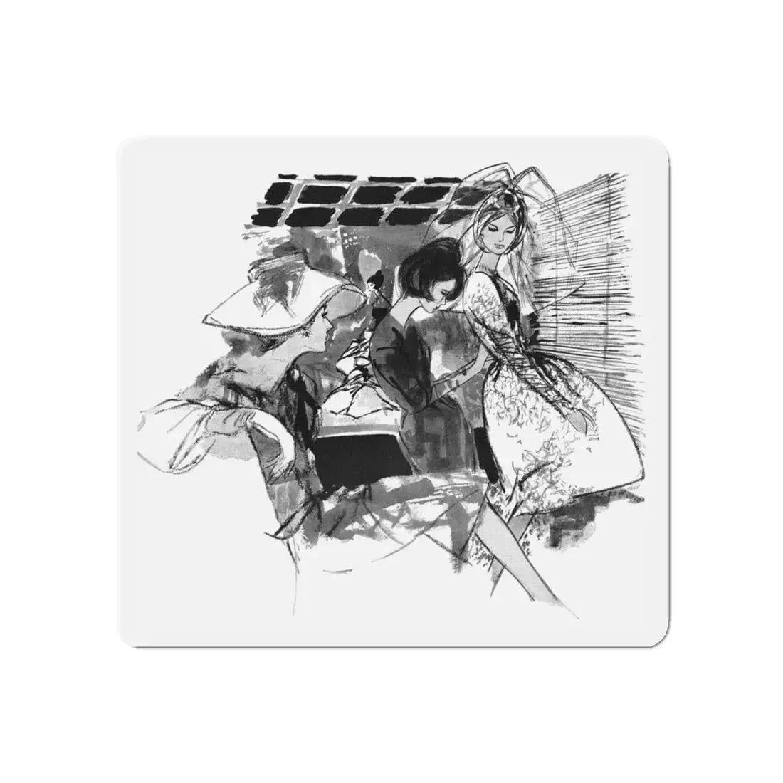 Mixed Marriage by Anne Cunningham Bastos, Woman's Journal, 1962 (1) (Magazine Illustration) Refrigerator Magnet - The Sticker Space