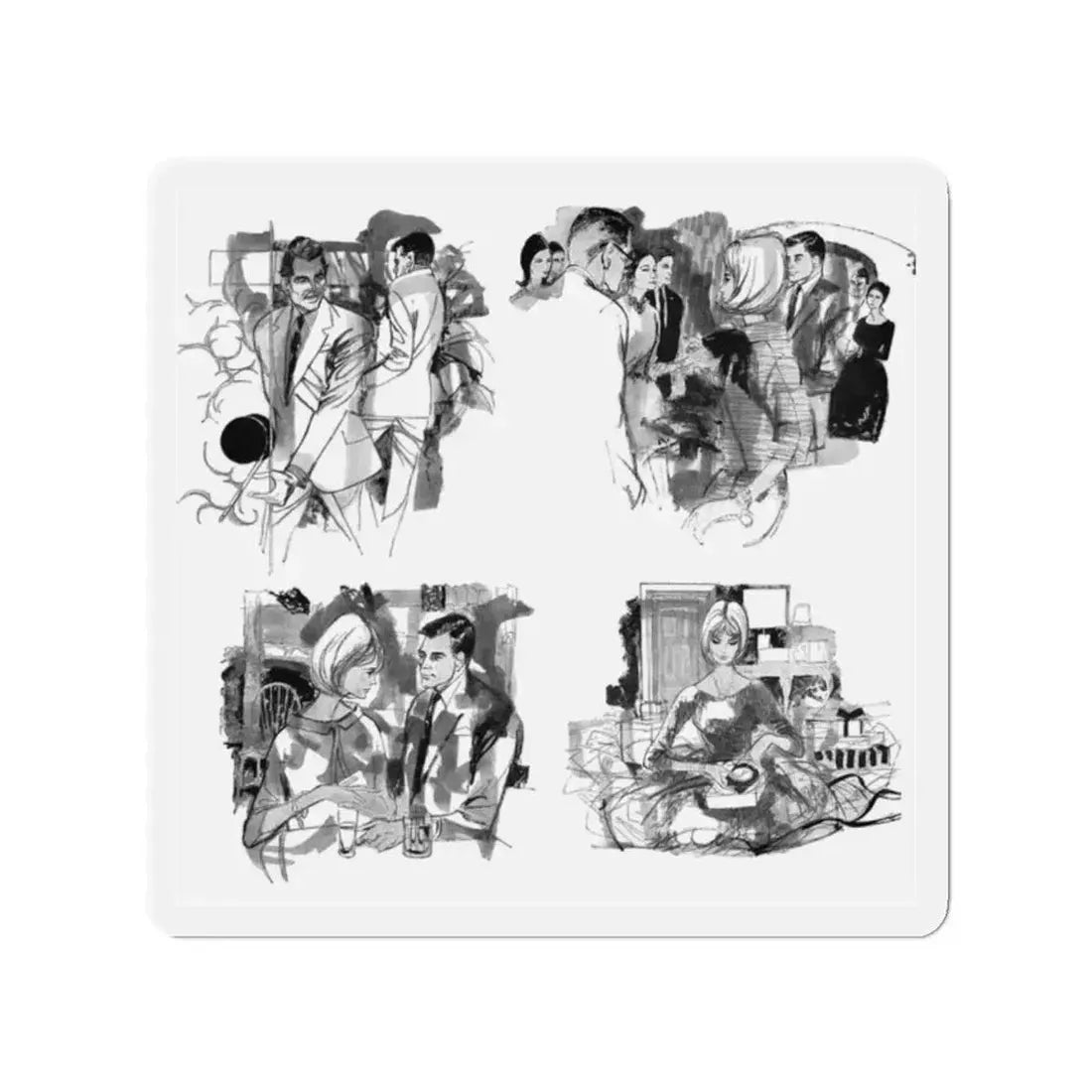 Mixed Marriage by Anne Cunningham Bastos, Woman's Journal, 1962 (2) (Magazine Illustration) Refrigerator Magnet 2 Inch - The Sticker Space