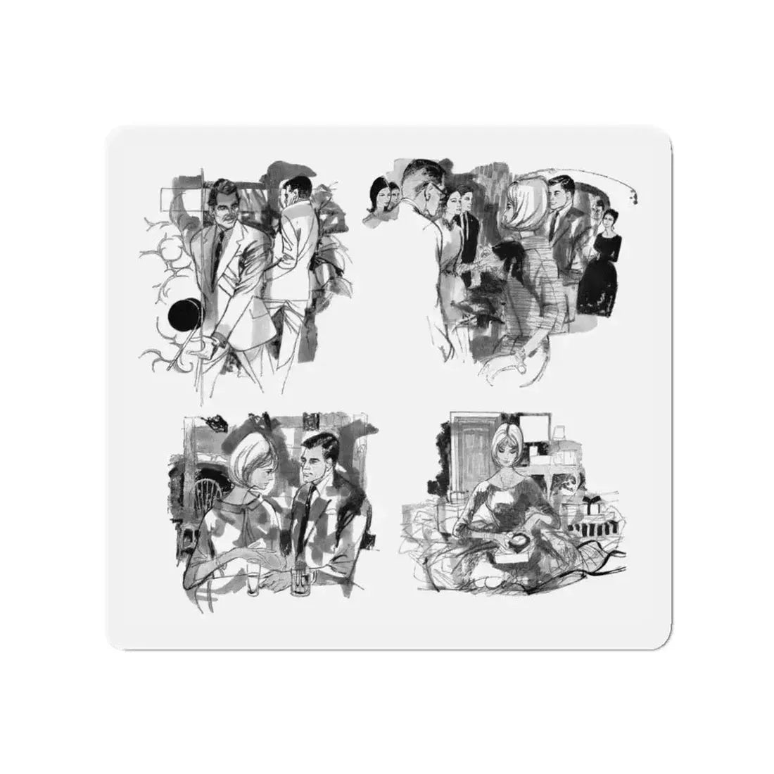 Mixed Marriage by Anne Cunningham Bastos, Woman's Journal, 1962 (2) (Magazine Illustration) Refrigerator Magnet 3 Inch - The Sticker Space