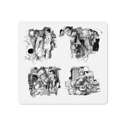 Mixed Marriage by Anne Cunningham Bastos, Woman's Journal, 1962 (2) (Magazine Illustration) Refrigerator Magnet 4 Inch - The Sticker Space