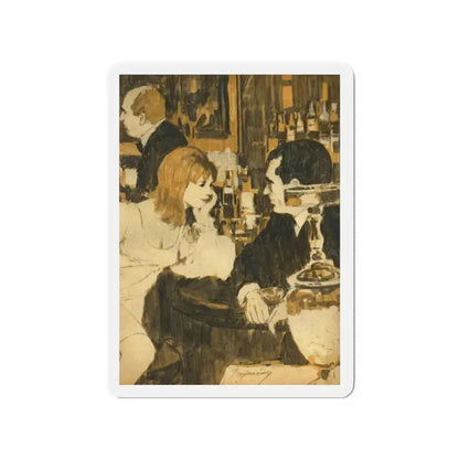 Mixed-Up Time, Cosmopolitan, March 1968 (Magazine Illustration) Refrigerator Magnet 3 Inch - The Sticker Space