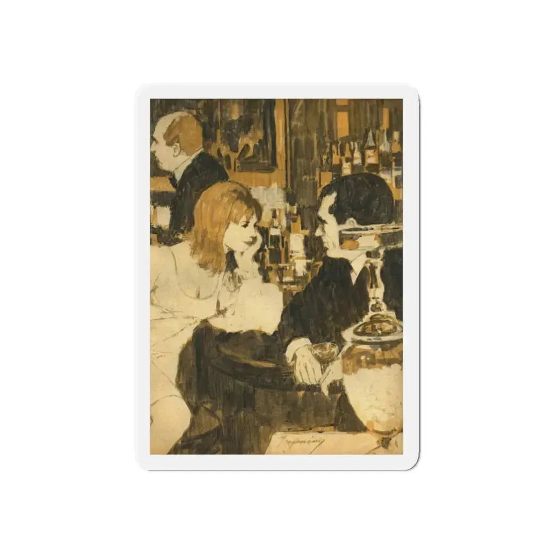 Mixed-Up Time, Cosmopolitan, March 1968 (Magazine Illustration) Refrigerator Magnet 6 Inch - The Sticker Space