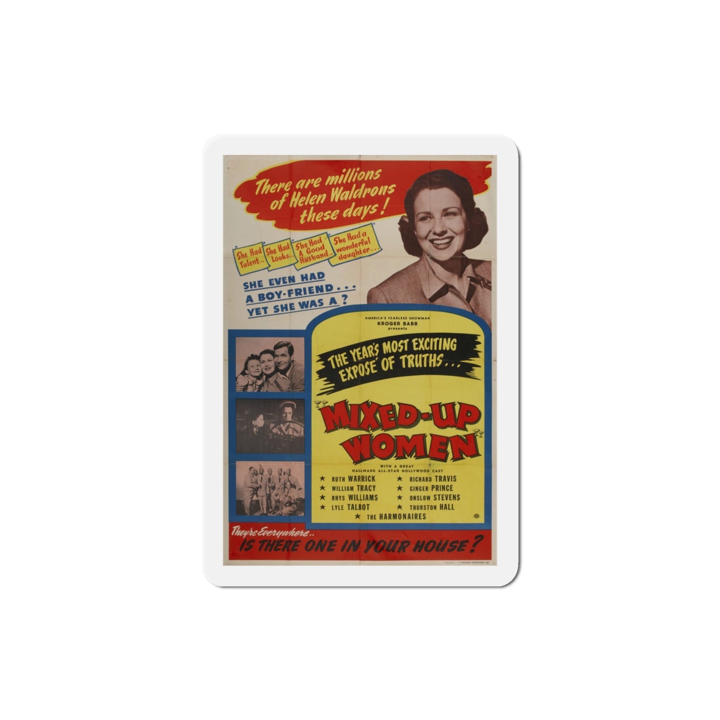 Mixed Up Women 1950 Movie Poster Die-Cut Magnet-3 Inch-The Sticker Space