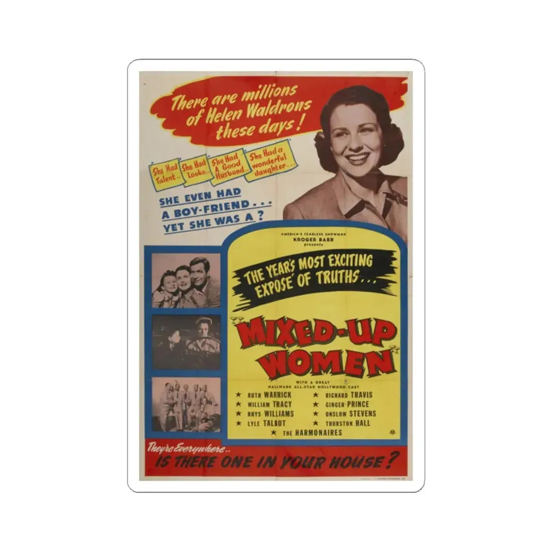 Mixed Up Women 1950 Movie Poster - STICKER Vinyl Kiss-Cut Decal 2 Inch White - The Sticker Space