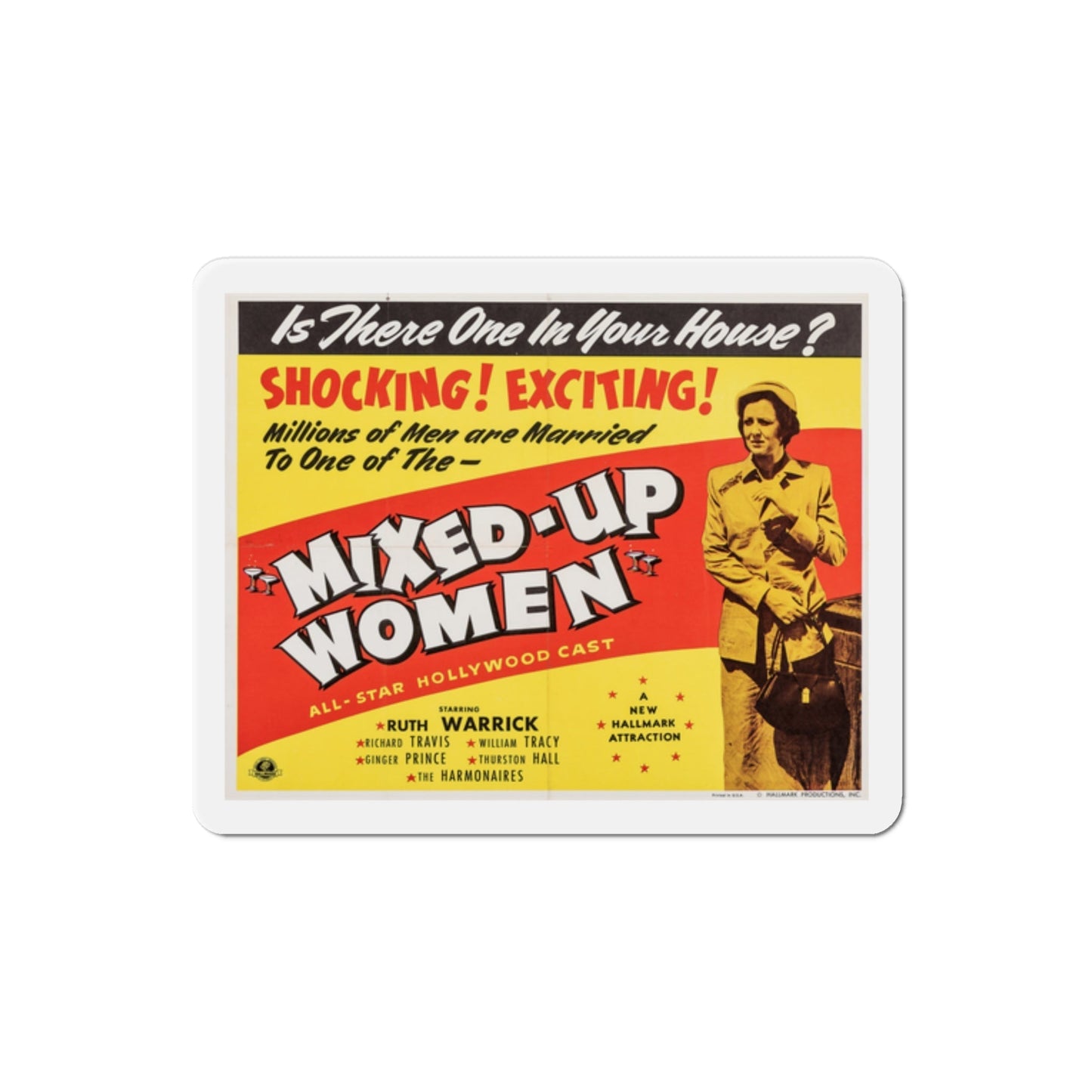 Mixed Up Women 1950 v2 Movie Poster Die-Cut Magnet-2 Inch-The Sticker Space