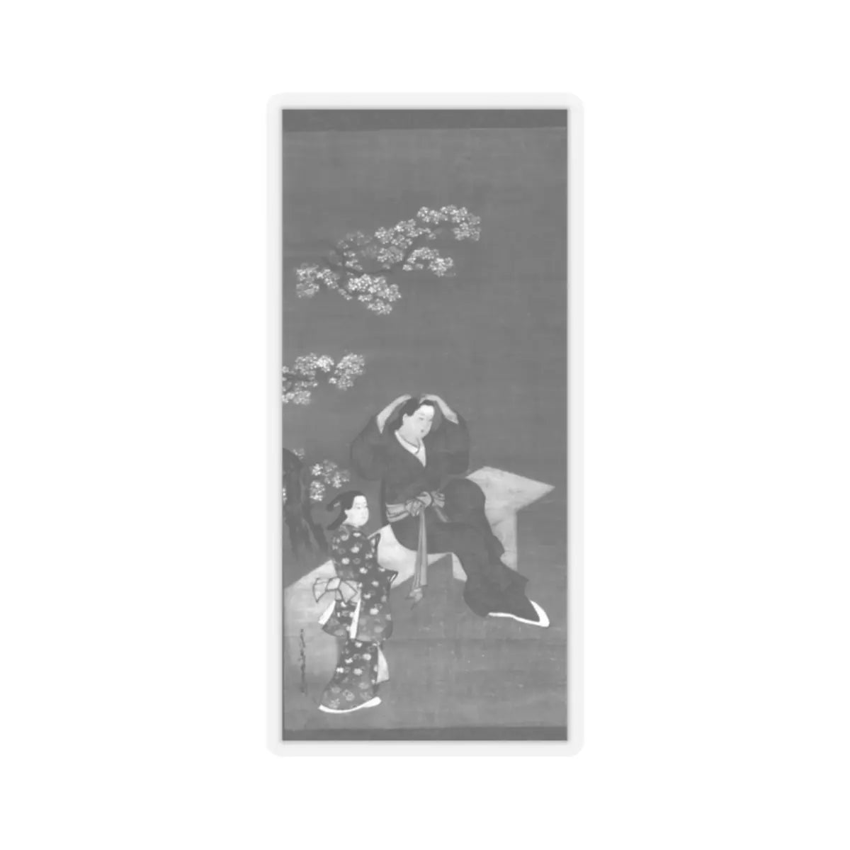 Miyagawa Chōshun - Woman Binding Her Hair and Attendant under Flowering Cherry Tree - 18th century - STICKER Vinyl Kiss-Cut Decal