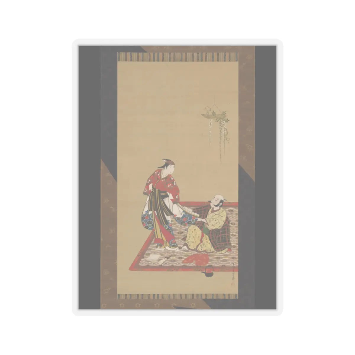 Miyagawa Isshō - Samurai and Wakashu (Male Youth) - early 18th century v1 - STICKER Vinyl Kiss-Cut Decal