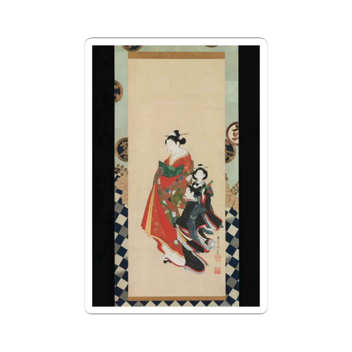 Miyagawa (Katsukawa) Shunsui - Courtesan and Attendants - late 18th century v1 - STICKER Vinyl Kiss-Cut Decal