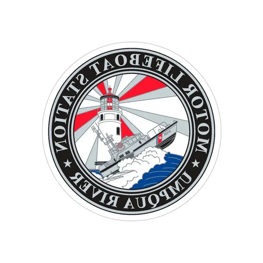 MLSTA Umpqua River (U.S. Coast Guard) REVERSE PRINT Transparent Die-Cut STICKER 6 Inch Die-Cut Transparent - The Sticker Space