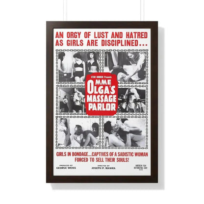 MME OLGA'S MASSAGE PARLOR 1965 - Framed Movie Poster 20" x 30" Walnut - The Sticker Space