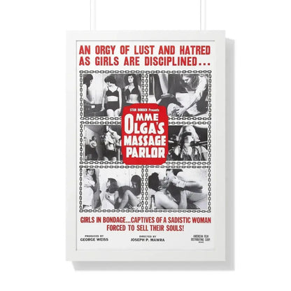 MME OLGA'S MASSAGE PARLOR 1965 - Framed Movie Poster 20" x 30" White - The Sticker Space