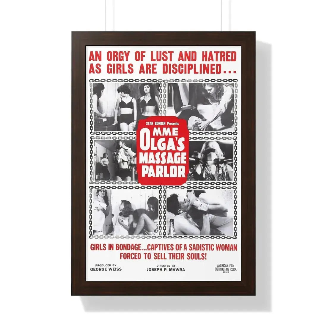 MME OLGA'S MASSAGE PARLOR 1965 - Framed Movie Poster - The Sticker Space