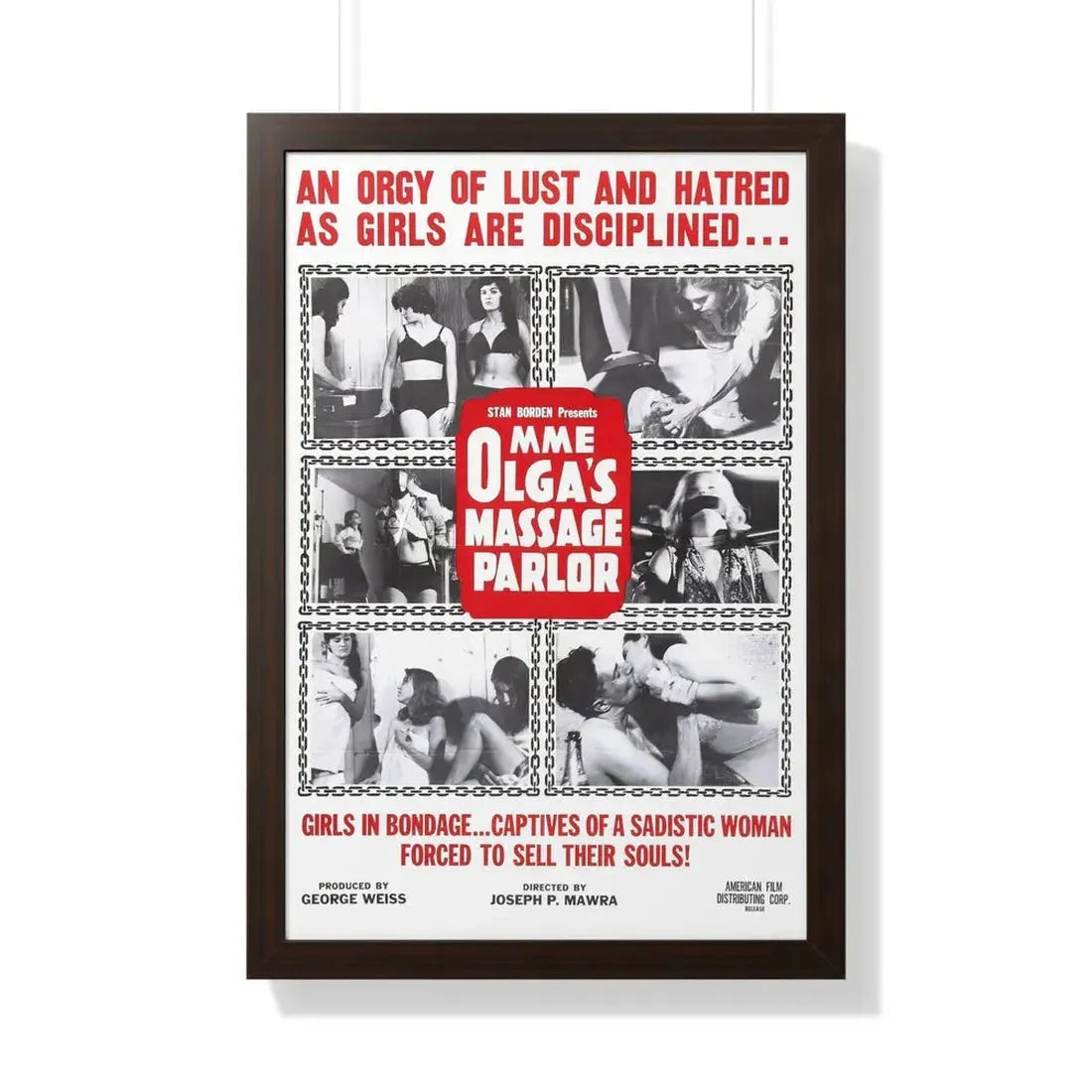 MME OLGA'S MASSAGE PARLOR 1965 - Framed Movie Poster - The Sticker Space
