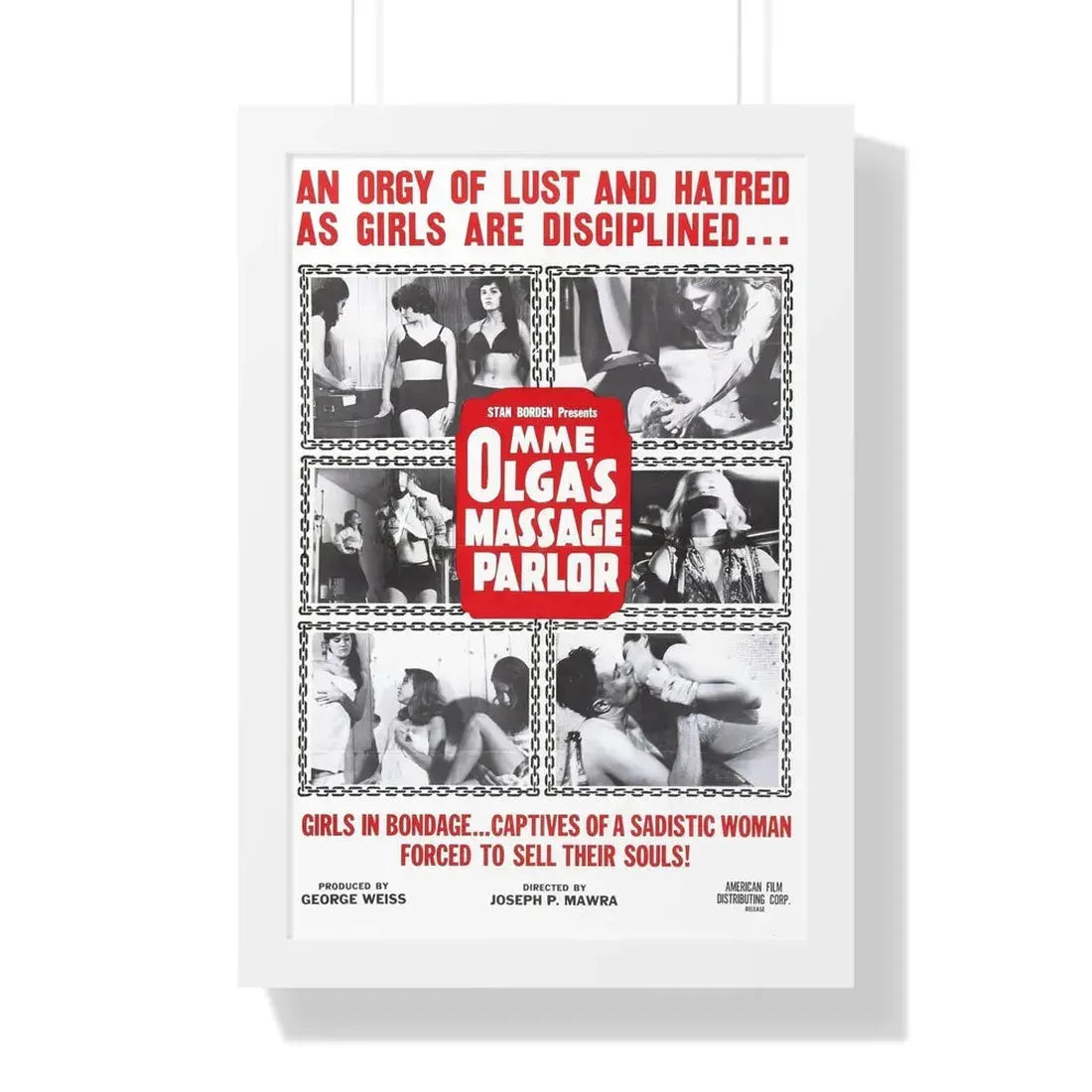 MME OLGA'S MASSAGE PARLOR 1965 - Framed Movie Poster - The Sticker Space