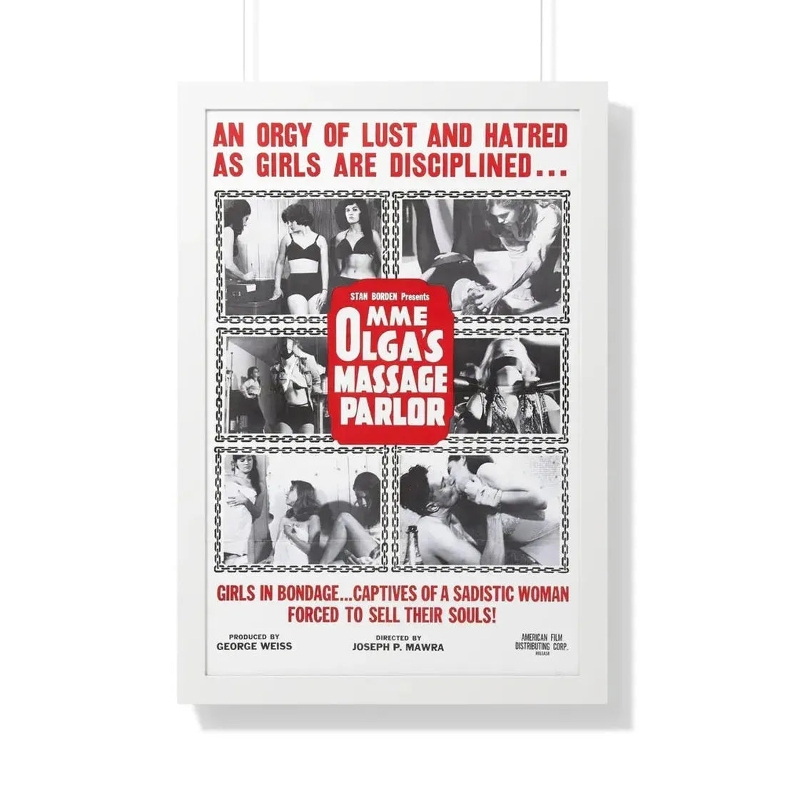 MME OLGA'S MASSAGE PARLOR 1965 - Framed Movie Poster - The Sticker Space