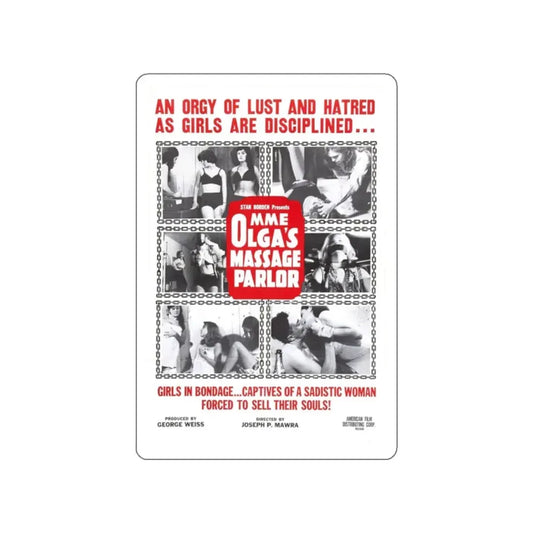 MME OLGA'S MASSAGE PARLOR 1965 Movie Poster STICKER Vinyl Die-Cut Decal 2 Inch - The Sticker Space