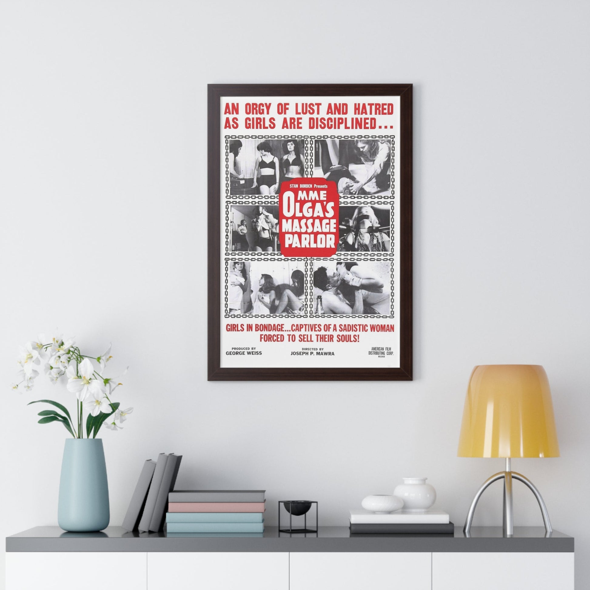 MME OLGA'S MASSAGE PARLOR 1965 - Framed Movie Poster-The Sticker Space