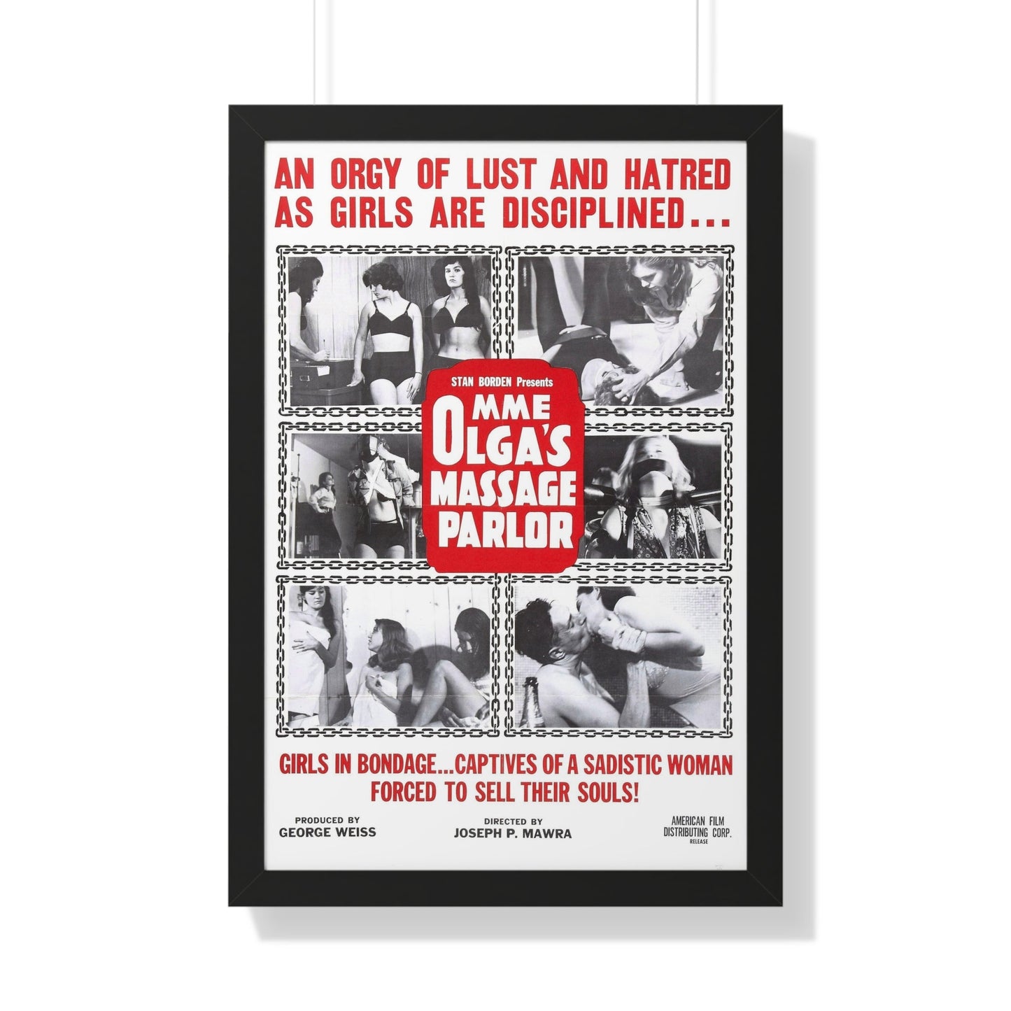 MME OLGA'S MASSAGE PARLOR 1965 - Framed Movie Poster-20" x 30"-The Sticker Space