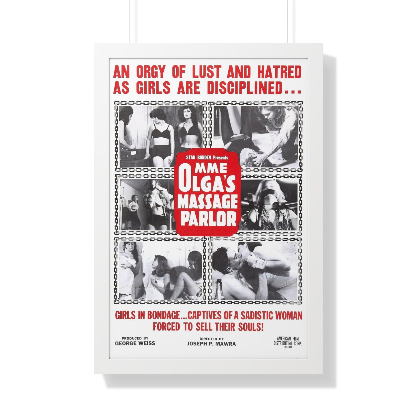 MME OLGA'S MASSAGE PARLOR 1965 - Framed Movie Poster-20" x 30"-The Sticker Space